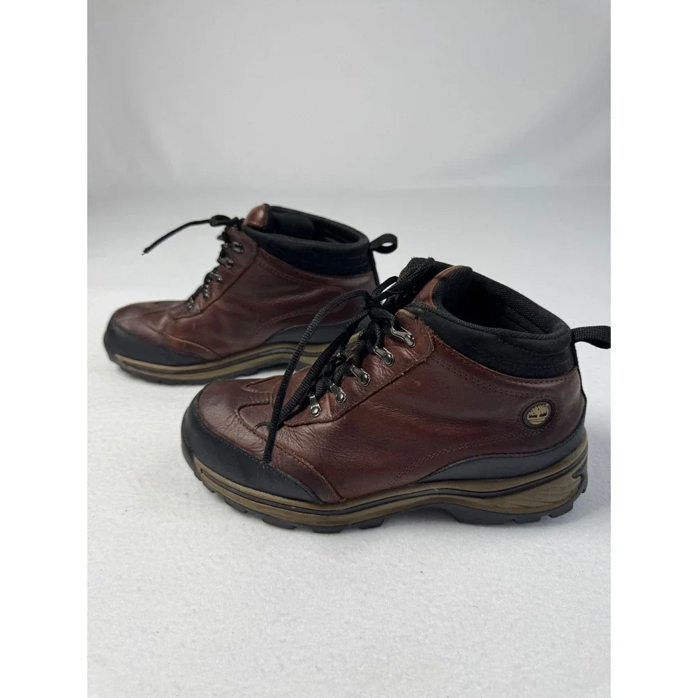 Rugged Timberland Boys 5.5 Hiking Boots Brown Leather 22913 Gorpcore Outdoorsy